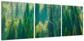 Obraz - Las sosnowy (z zegarem) (90x30 cm)