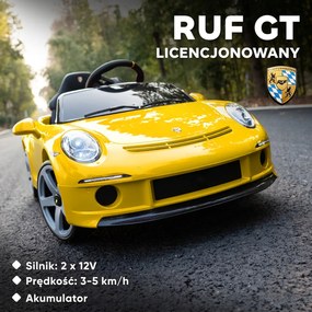 AIYAPLAY Elektryczne auto na akumulator dla dzieci z pilotem, MP3/USB, klakson, pas bezpieczeństwa — 3–5 lat, żółte