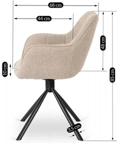Krzesło Tapicerowane Obrotowe PEONY Beżowe Nowoczesne Loft
