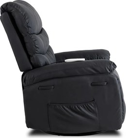 Fotel Masujący BRUCE Rozkładany Czarny Ekoskóra Nowoczesny
