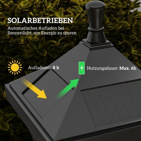Outsunny Latarnia solarna ogrodowa 127 cm – zimne białe LED, czujnik zmierzchu, IP44