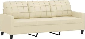 Sofa 3-osobowa Kremowa 180 cm Z Prawdziwej Skóry Ekologicznej Nowoczesna i Wygodna