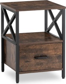 Szafka Nocna do Sypialni LOGAN 40 cm Dąb Rustykalny/Czarny Loft
