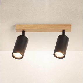 Brilagi - Oprawa punktowa SELE 2xGU10/30W/230V czarna/dekor dębowy