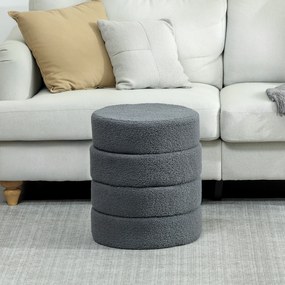 HOMCOM Hoker, okrągły, polarowy, stalowa rama, do 120kg, Φ40x45H cm, Ciemnoszary