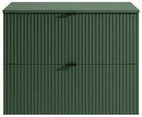 Wisząca szafka pod umywalkę z blatem - Matowa zieleń - 80 cm - ZEVINI