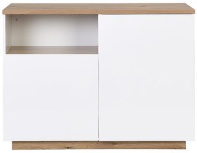 Wyspa kuchenna 2-drzwiowa z 1 wnęką z MDF-u – Naturalny i biały – CORELINA