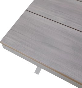 Stół ogrodowy aluminiowy beżowy 150x90x75 cm trwały blat kompozyt drewniany