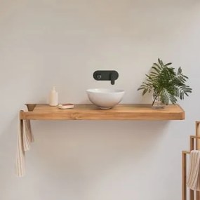 Zestaw Mebli Łazienkowych 130x45 Cm Wiszący Z Drewna Tekowego Neill Drewno Tekowe & Okrągły Biały Ceramiczny - Sklum