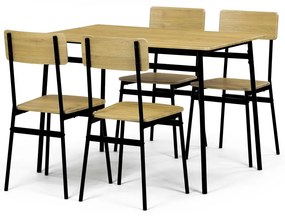 Zestaw jadalniany Industrial z 4 krzesłami, 110 x70 x 76 cm, dziki dąb