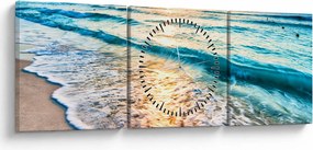 Obraz - Plaża morska (z zegarem) (90x30 cm)
