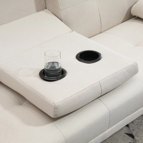 HOMCOM Sofa rozkładana 3-osobowa z rozkładanym stolikiem Len Beżowa | Aosom PL