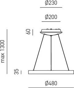 Krizia lampa wisząca LED 30W, ściemnialna, pierścień biały, dyfuzor akrylowy, 3000K, Ø40 cm, IP20