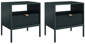 Zestaw 2 szafek nocnych z 1 szufladą i 1 wnęką - Czarny - LIOUBA Pascala MORABITO