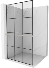Mexen Kioto+ L ścianka prysznicowa z półką Walk-in 120 x 200 cm, czarny wzór, nikiel szczotkowany - 800-120-123-97-77