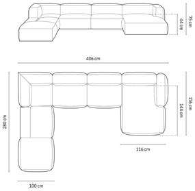 Zielony narożnik modułowy z materiału bouclé (lewostronny/w kształcie litery U) Martina – Micadoni Home