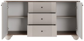 Komoda z szufladami Vesper 160 cm - kaszmir / orzech / czarne uchwyty / nogi kule