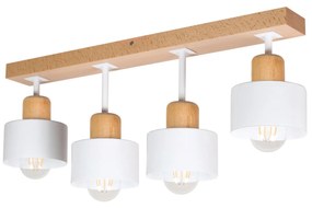 Biała lampa sufitowa, czteropunktowy spot DWE60x7BU z drewna i metalu