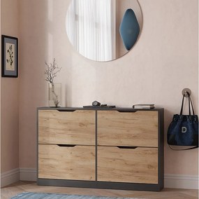 Wózek na buty antracyt/złoty dąb 116.6x22x72.5 luca