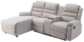 Kanapa narożna lewostronna z funkcją relax z tkaniny beżowej MACEDONIA