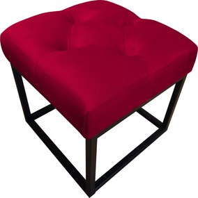 Pufa CHESTERFIELD tkanina Welur loft ławka podnóżek metal : Kolor Stelaża - Czarny , Kolor tkaniny - VELVET - MG31, Typ tkaniny - Velvet