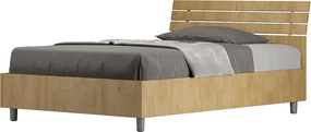 Łóżko wyposażone w stelaż z listwami 120x200 Nachylony zagłówek z listwami dąb naturalny Ankel
