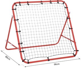 Rebounder Piłkarski HOMCOM z Regulacją Kąta - Wzmocnione Powrótne Ściany do Treningów Piłkarskich, Metal i Tkanina PE, Czerwony