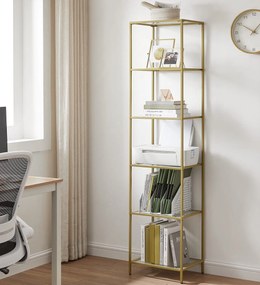 Regał w stylu glamour z 6 szklanymi półkami Aridea 500