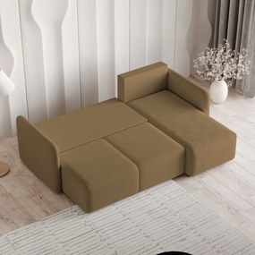 Masseno Narożnik SUVINO z funkcją spania i pojemnikiem na pościel Narozniki L, Rozkładana sofa - Miodowy, QUELLE 17