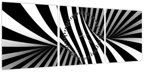 Abstrakcyjny obraz z paskami zebry (z zegarem) (90x30 cm)
