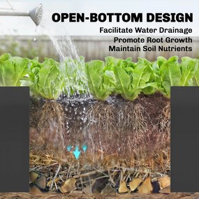 Outsunny Podwyższona grządka w kształcie litery L, odporna na warunki atmosferyczne, wykonana z ocynkowanej stali, 150 x 150 x 55 cm, czarna | Aosom PL