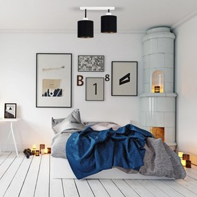 Lampa sufitowa biała dwupunktowy spot z czarnymi abażurami C-3306WE-SC