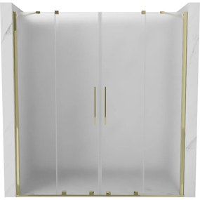 Mexen Velar Duo drzwi prysznicowe rozsuwane 200 cm, szron, złote - 871-200-000-32-50