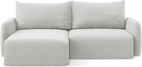 Jasnoszary aksamitny rozkładany/ze schowkiem narożnik (lewostronny/z szezlongiem) Kalena – Makamii