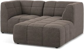 Brązowy narożnik z materiału bouclé (prawostronny/z szezlongiem) Aloha – Makamii