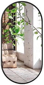Owalne lustro na ścianę OLVANI 80x40 cm z czarną ramą