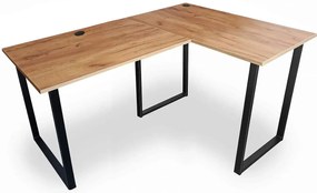 Narożne biurko na metalowych nogach 150x90x60 dąb craft złoty P8-F93
