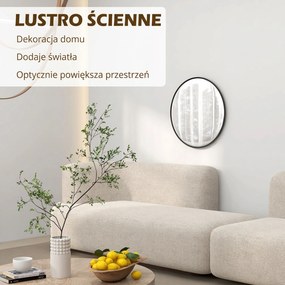 HOMCOM Lustro ścienne okrągłe nowoczesne czarne dekoracyjne do salonu przedpokoju sypialni 61 cm | Aosom PL