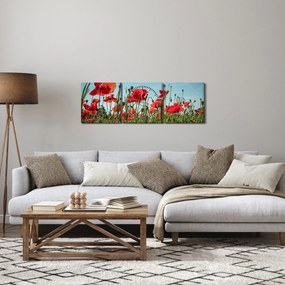 Obraz - Na polu maków (z zegarem) (90x30 cm)