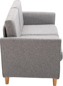 Homcom® Sofa 2-osobowa Zdejmowane Pokrowce Obciążenie Do 200 Kg Len Pianka Jasnoszary 141 X 65 X 78 Cm