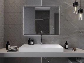 Mexen Erma lustro łazienkowe podświetlane 100 x 80 cm, LED 6000K, antypara, rama czarna - 9814-100-080-611-70