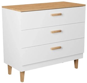 Komoda Z Biały Szufladami Na Nóżkach + Hikora C1-P21