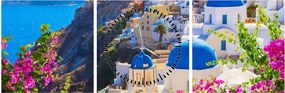 Obraz - Santorini, Grecja (z zegarem) (90x30 cm)