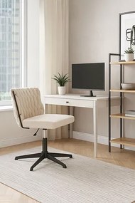 Kremowy tapicerowany fotel obrotowy pleciony F1-D06