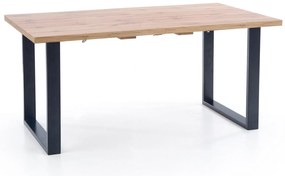Stół rozkładany 135-185/85 cm, VENOM dąb wotan, czarny, 6-8 osobowy loft, industrialny