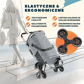 Torba na zakupy na kółkach do schodów COMFORT, 50l, szara Jurhan