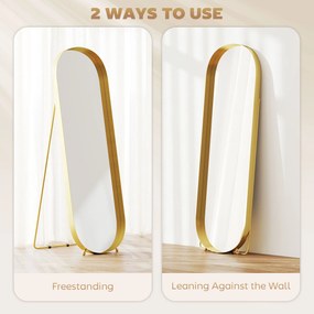 HOMCOM Lustro całego ciała z ramą metalową, 160 x 50 cm, złota rama, do salonu, sypialni