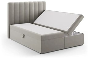 Szare łóżko boxspring ze schowkiem 160x200 cm Gina – Milo Casa