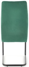 K444 krzesło ciemny zielony, tkanina velvet, pikowane, na płozach, loft