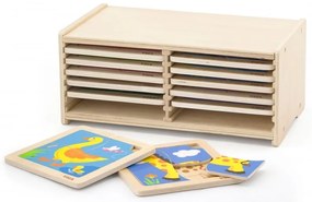 Puzzle drewniane 12 plansz po 4 puzzle w stojaku viga toys